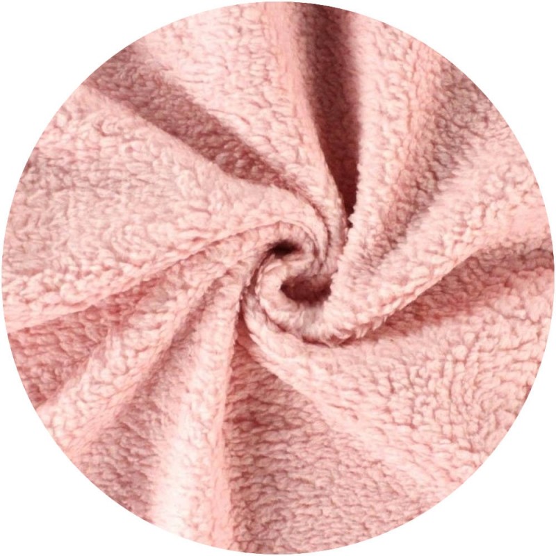 coupon de tissu peluche coton - Rose pâle